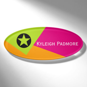 Only Colour Background - spring green orange Name Tag