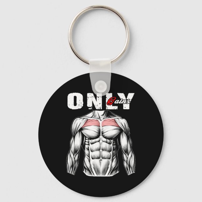 Only Gains Bodybuilding Workout Gym3  Key Ring (Front)