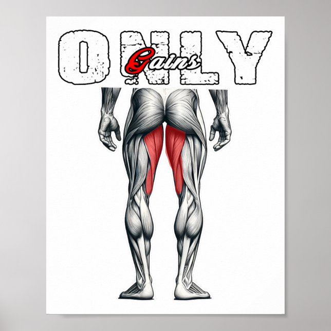 Only Gains Bodybuilding Workout Gym  Poster (Front)