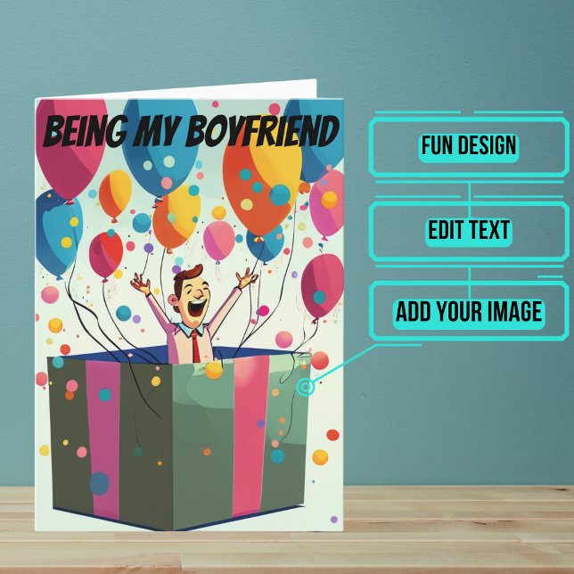 Only Gift Needed Funny Boyfriend Birthday Card (This fun card is unique and colorful and funny and perfect for a boyfriend.)