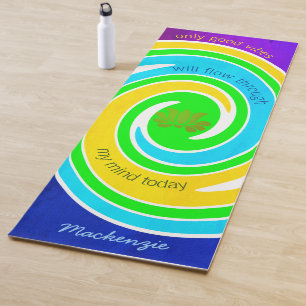 Only Good Vibes with Lotus Flower and Your Name on Yoga Mat