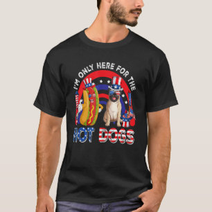 Only Here For The Hot Dogs Cute Pug Sunglasses Ame T-Shirt