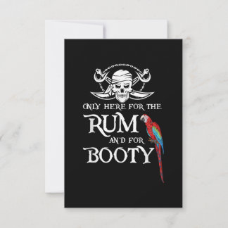 Only Here   Rum And  Booty Pirate & Parrot Pirate Card