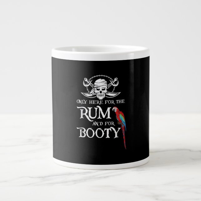 Only Here   Rum And  Booty Pirate & Parrot Pirate Large Coffee Mug (Front)