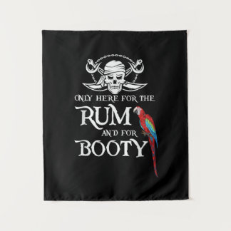 Only Here   Rum And  Booty Pirate & Parrot Pirate Tapestry