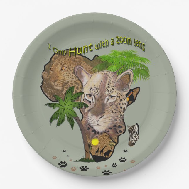 Only hunt with a zoom lens paper plate (Front)