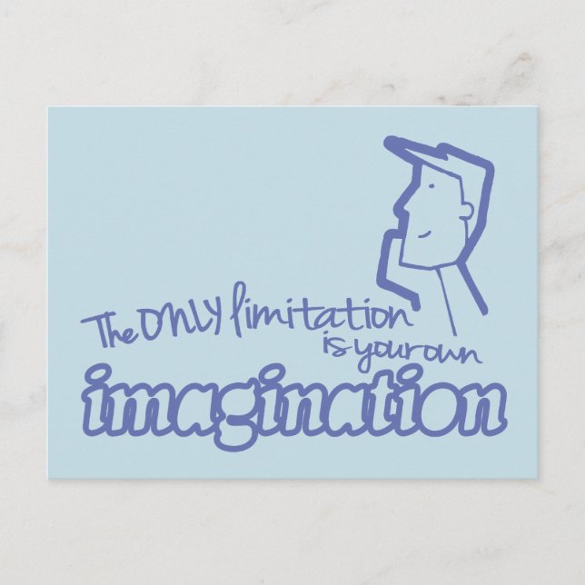 Only limitation imagination blue quote postcard (Front)