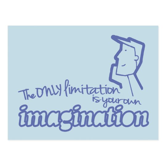 Only limitation imagination blue quote postcard