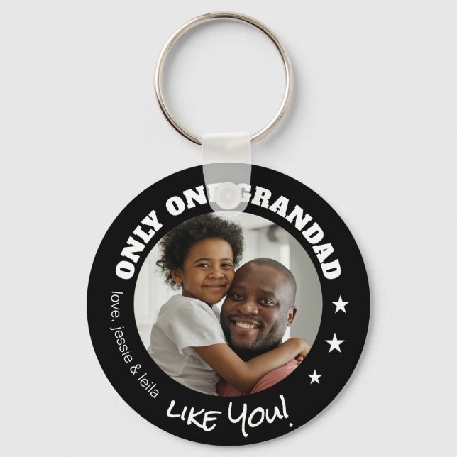 Only One Grandad Like You Photo Fathers Day Black Key Ring (Front)