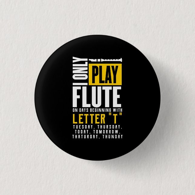 Only Play Flute 3 Cm Round Badge (Front)