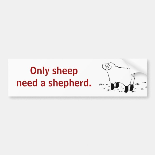 Only sheep need a shepherd _sticker bumper sticker (Front)