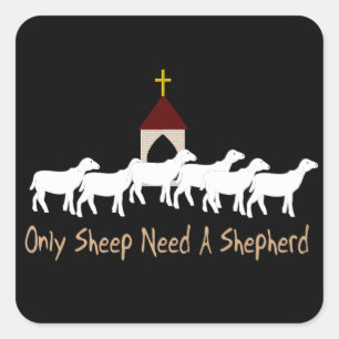 Only Sheep Need Shepherd Square Sticker