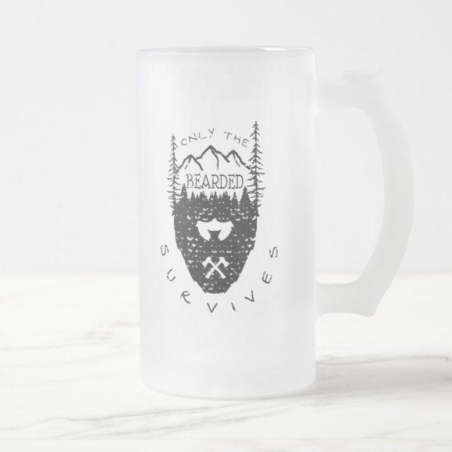 Only The Bearded Survives Frosted Glass Beer Mug (Right)