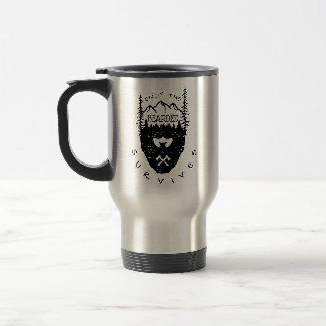 Only The Bearded Survives Travel Mug (Left)
