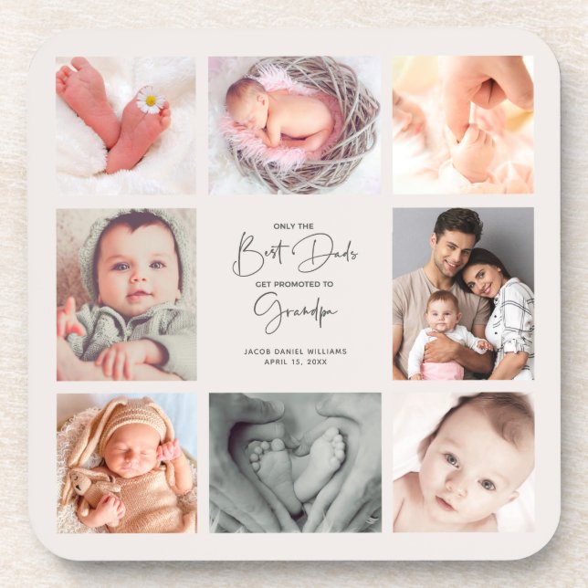 Only the Best Dads Get Promoted to Grandpa 8 Photo Coaster (Front)