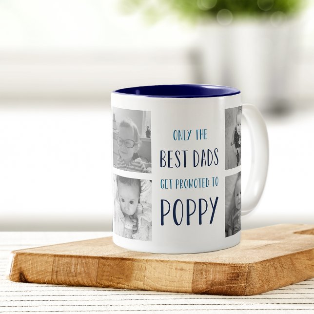 Only the Best Dads Get Promoted to Poppy Photo Two-Tone Coffee Mug (Creator Uploaded)