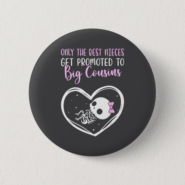 Only The Nieces Get Promoted To Big Cousins Baby C 6 Cm Round Badge (Front)