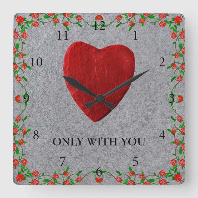 only with you square wall clock (Front)