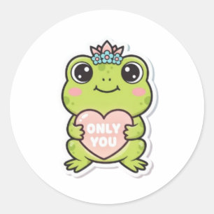 Only You Frog Sticker Cute Frog With Glowing Heart