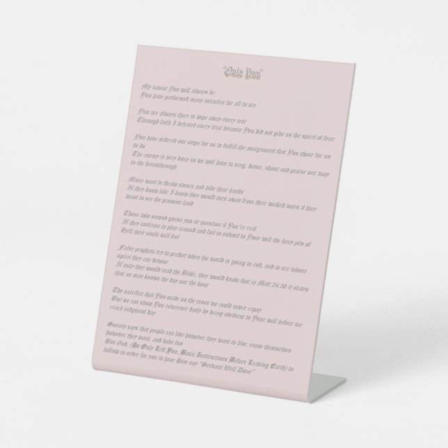 Only You Pedestal Sign (Front)