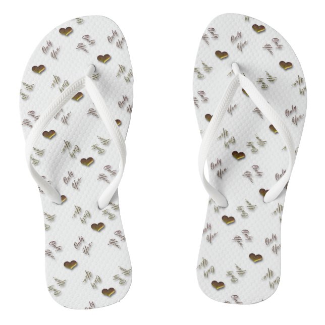 Only you. valentines love pattern with hearts. flip flops (Footbed)
