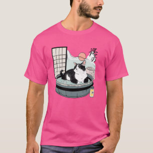 Onsen Bath Kitten Pet Lover Japanese Art Cute Cat T-Shirt