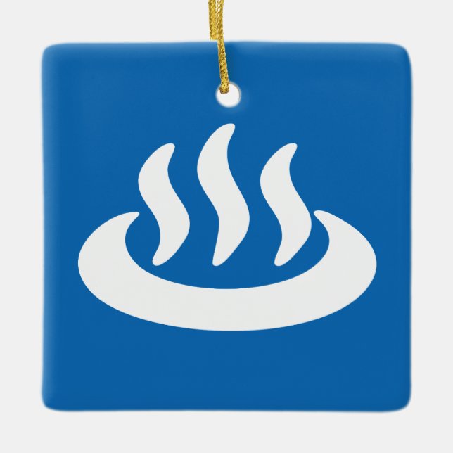 Onsen ♨ Hot Spring 温泉 Japanese Sign Ceramic Ornament (Front)