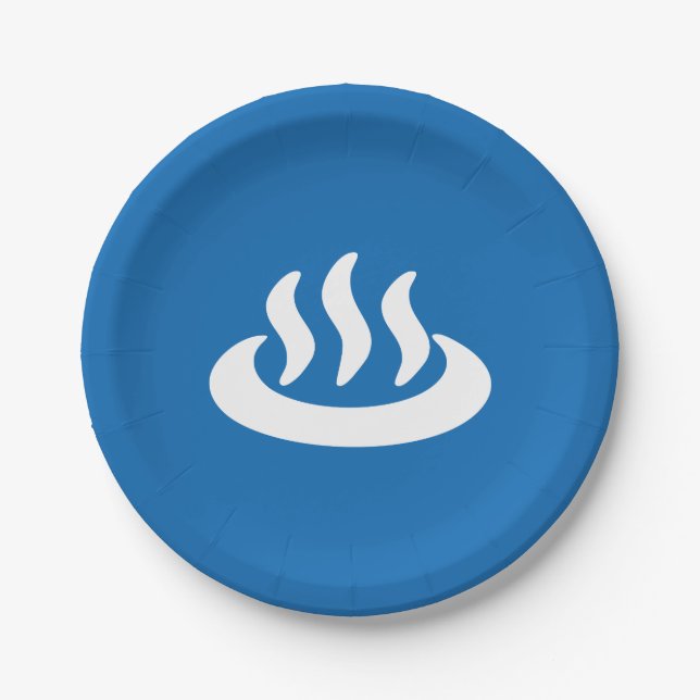 Onsen ♨ Hot Spring 温泉 Japanese Sign Paper Plate (Front)