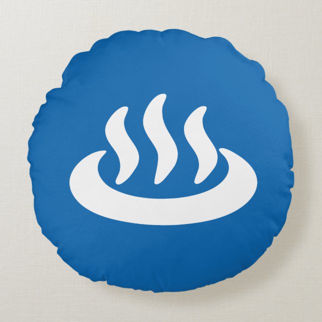 Onsen ♨ Hot Spring 温泉 Japanese Sign Round Cushion (Front)