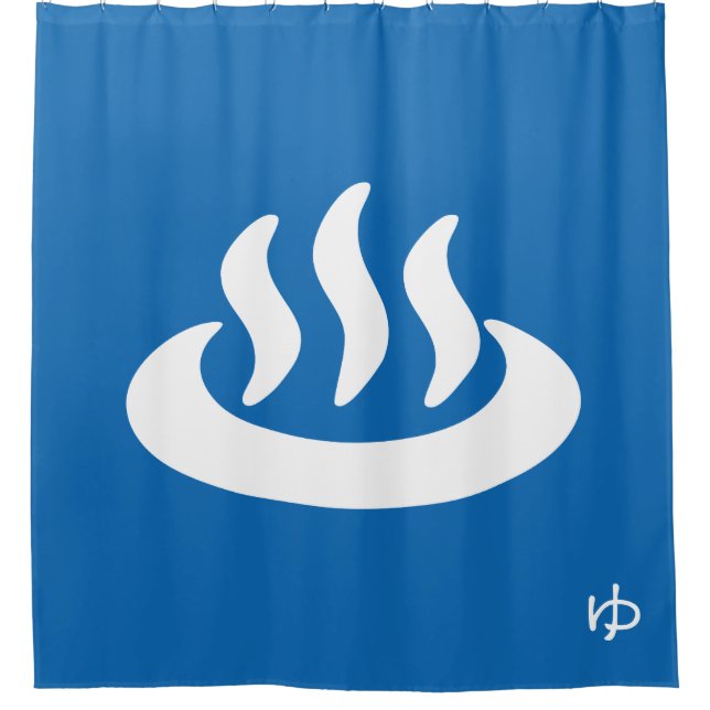 Onsen ♨ Hot Spring 温泉 Japanese Sign Shower Curtain (Front)