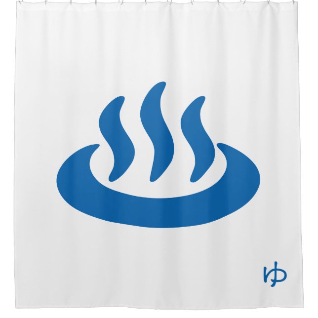 Onsen ♨ Hot Spring 温泉 Japanese Sign Shower Curtain (Front)