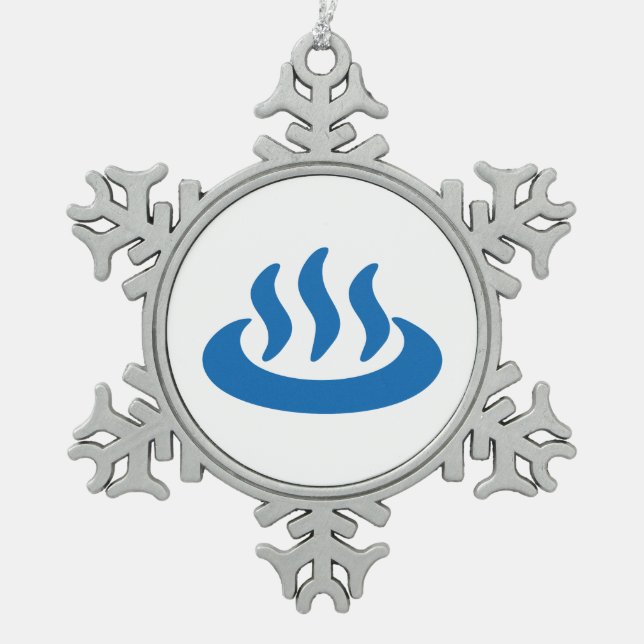 Onsen ♨ Hot Spring 温泉 Japanese Sign Snowflake Pewter Christmas Ornament (Front)