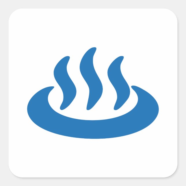 Onsen ♨ Hot Spring 温泉 Japanese Sign Square Sticker (Front)