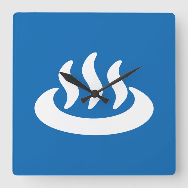 Onsen ♨ Hot Spring 温泉 Japanese Sign Square Wall Clock (Front)