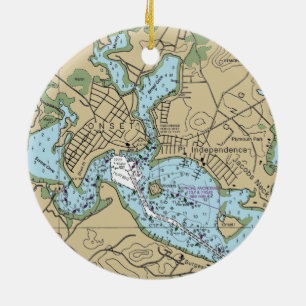 Onset MA Nautical Chart Ceramic Tree Decoration