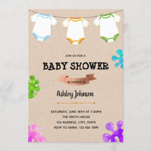 Onsie painting baby shower invitation