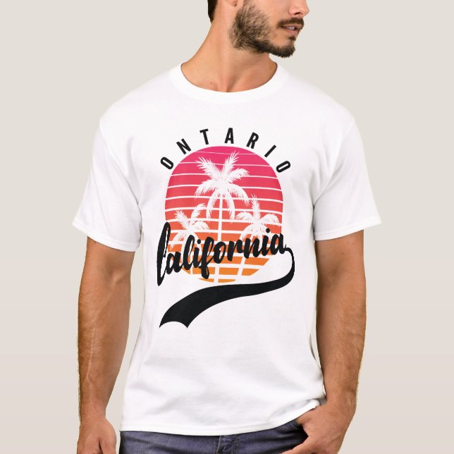 Ontario, California Retro Sunset Men's T-Shirt (Front)