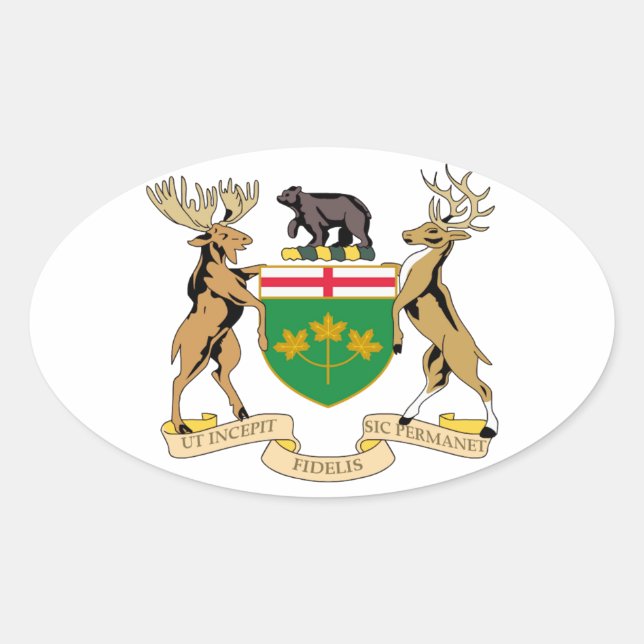 Ontario (Canada) Coat of Arms Oval Sticker (Front)