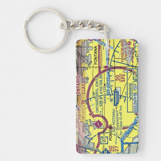 Ontario Intl. Airport chart / taxi diagram Key Ring (Front)