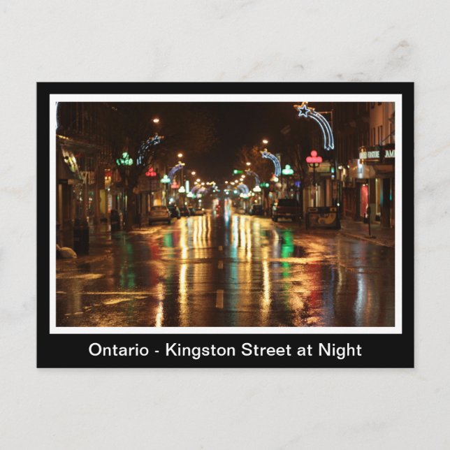 Ontario, Kingston Street at Night Postcard (Front)