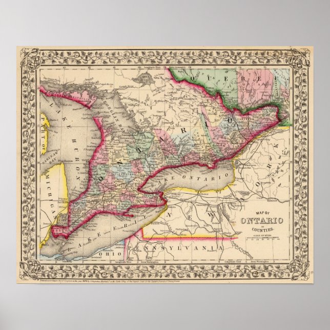 Ontario Map by Mitchell Poster (Front)