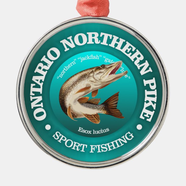 Ontario Pike Fishing Metal Tree Decoration (Front)