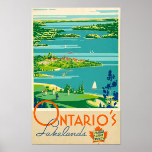 Ontario's Lakelands, Canadian Railways - Travel Poster