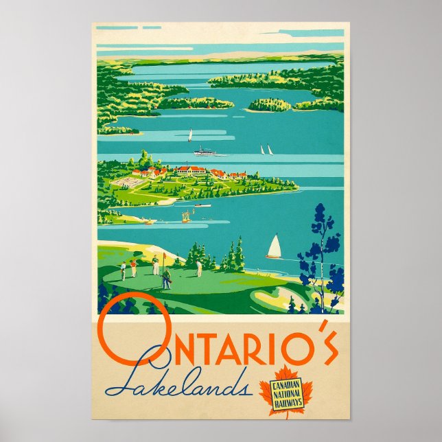 Ontario's Lakelands, Canadian Railways - Travel Poster (Front)