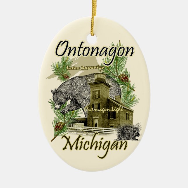 Ontonagon Light Lighthouse Michigan Ornament (Front)