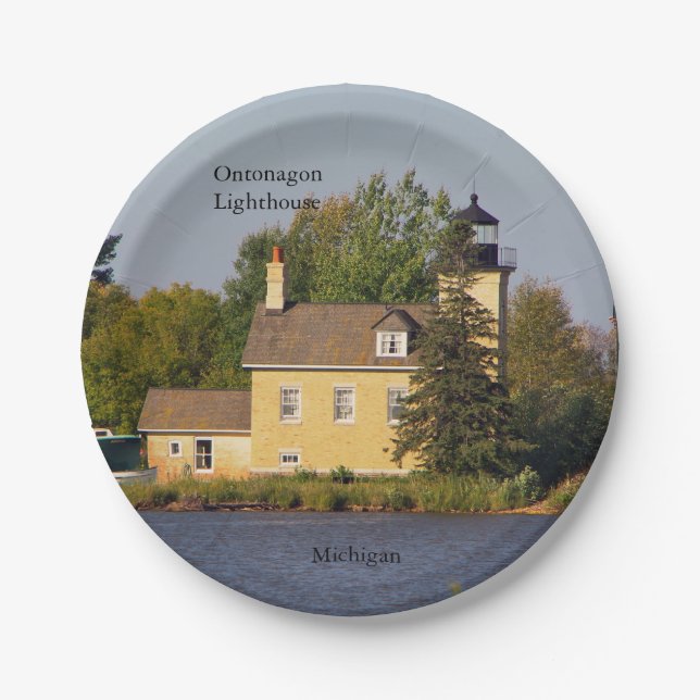 Ontonagon Lighthouse 2023 paper plate (Front)