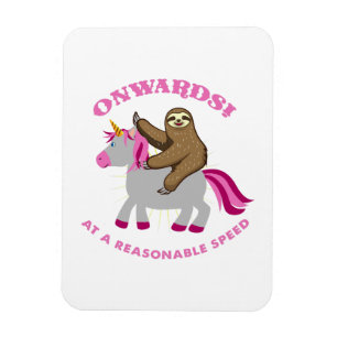 Onwards At A Reasonable Speed Sloth Riding Unicorn Magnet