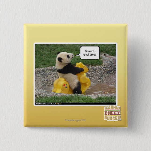 Onwurd, nobul steed! 15 cm square badge (Front)