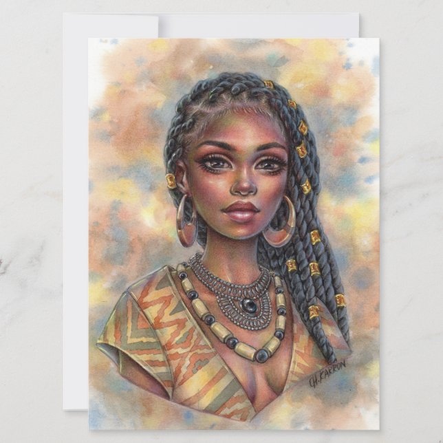 Onyx Black Africa Woman Jewellery Braids Art Card (Front)