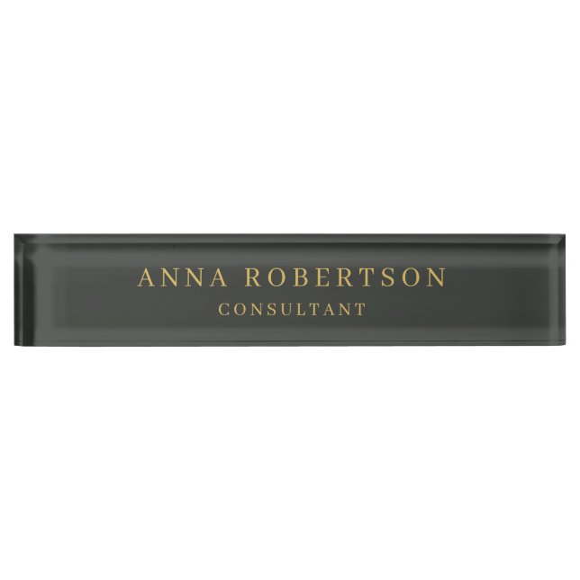 Onyx Black & Gold Colours Professional Minimalist Nameplate (Front)